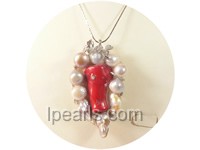 4.5*7.5cm red and white color coral pendant