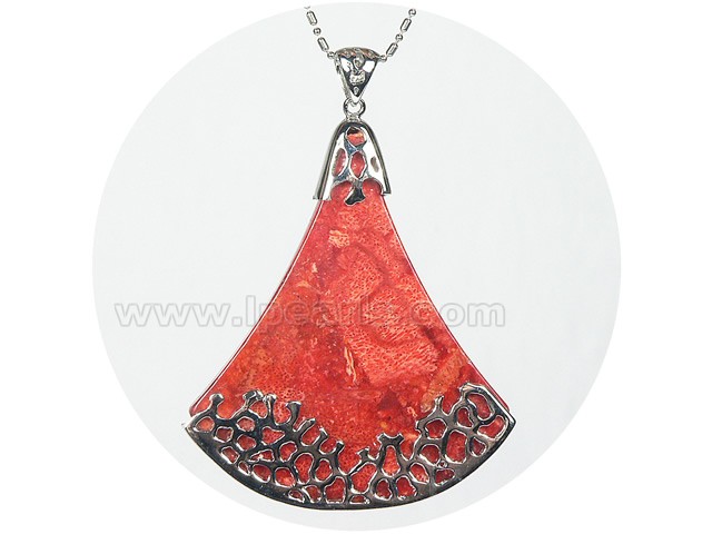 50*70mm red fanlike shape coral Pendant