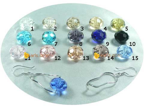 gourd shape sterling silver dangling earrings with 8x12mm crysta