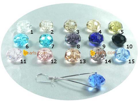 wholesale sterling silver dangling earrings with 8x12mm crystal