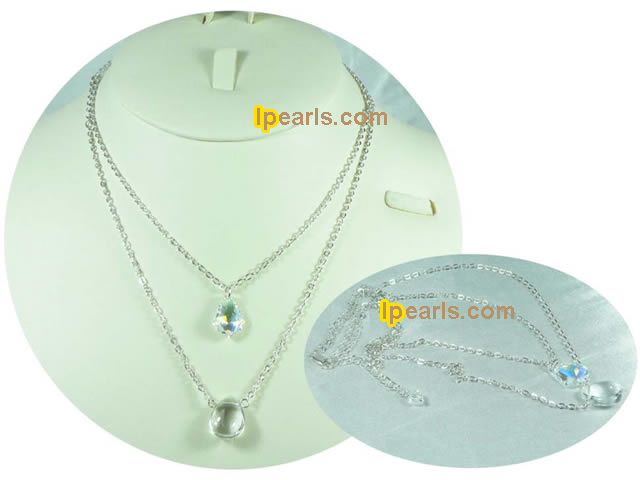 Two row chain necklace with cute crystal necklace on wholesale