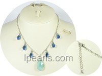 wholesale blue and green faceted crystal necklace
