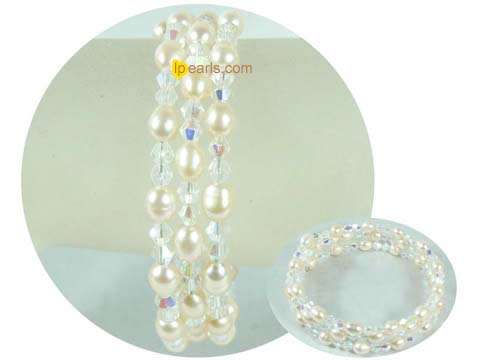 beautiful rice shaped with crystal pearl bracelet
