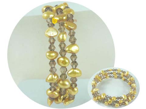 golden color smooth on both sides freshwater pearl bracelet