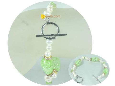 6-7mm side drilled pearl jewelry bracelet with baroque crystal
