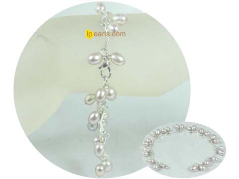 purple rice freshwater pearl dangling bracelet mountings