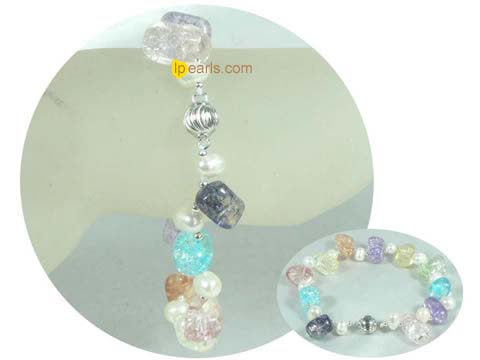 6-7mm white top drilled freshwater pearl bracelet