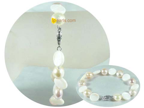 10mm coin white shell  jewelry bracelet