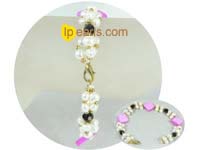 4-5mm white side-drilled pearl bracelet with square shells