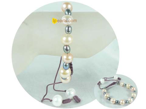 potato and rice freshwater pearl knitted bracelet