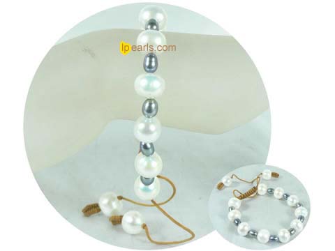 different frehswater pearls adjustable knitted bracelet