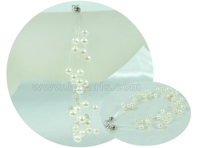 multi-strand 4-5mm white potato freshwater pearl bracelet