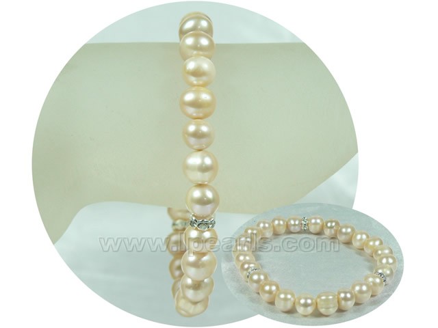 elegant 8-9mm pink potato pearl elastic bracelet