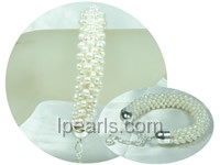 knitted 4-5mm white potato freshwater pearl bracelet