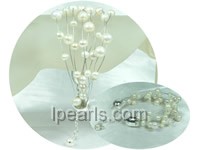 beautiful different sizes white potato pearl illusion bracelet