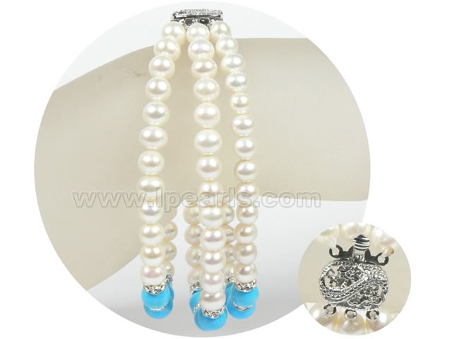4-5mm white potato shape freshwater pearl bracelet on wholesale