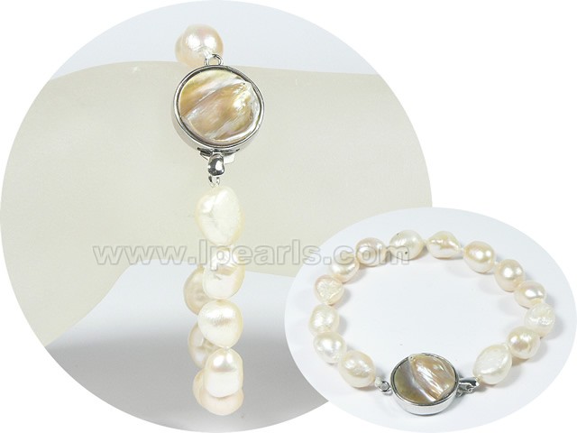 single strand pink nugget pearl bracelet on sale