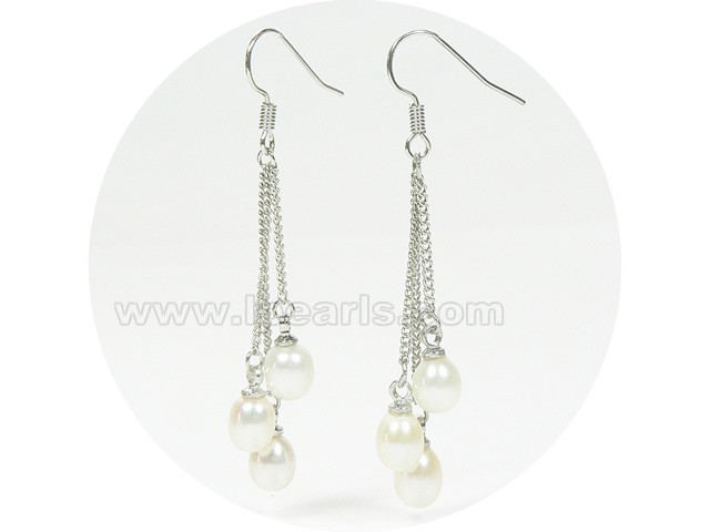 dangling earrings with white freshwater pearl and 18K GP