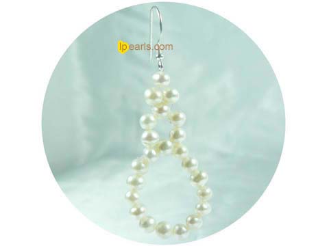 white potato freshwater pearl with sterling silver hook earrings