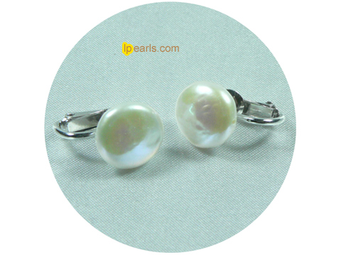 sterling silver earrings with 12-13mm coin freshwater pearls