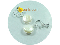 sterling silver earrings with 12-13mm freshwater coin pearl
