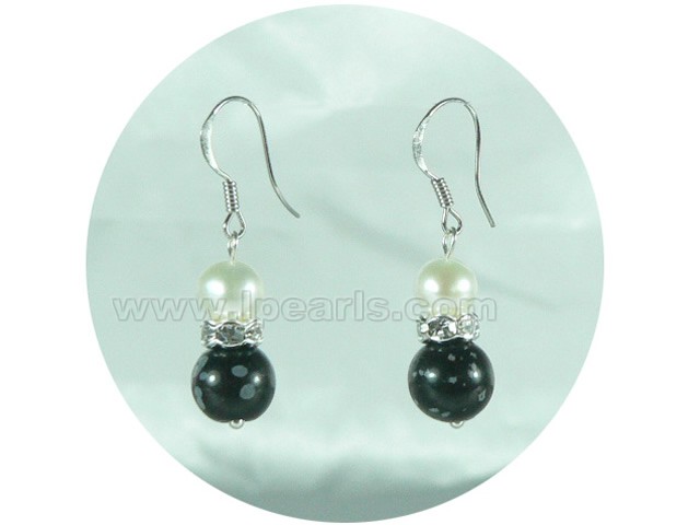 6-7mm white potato freshwater pearl dangling earrings