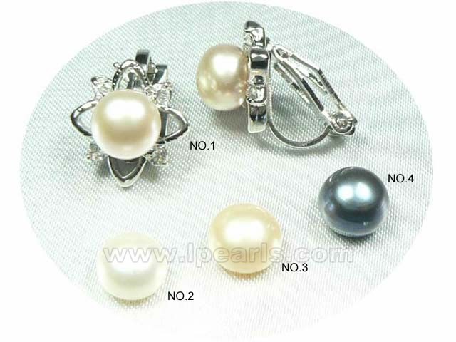 wholesale flower 7-7.5mm bread freshwater pearl clip earrings