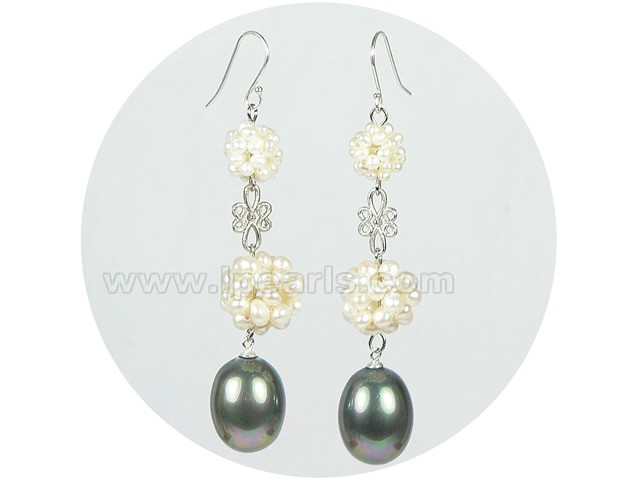 12mm and 16mm white ball shape freshwater pearl earrings
