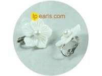 wholesale 20mm carve flower shell sterling clip earrings