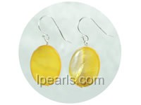 15*20mm yellow oval natural shell dagling earrings