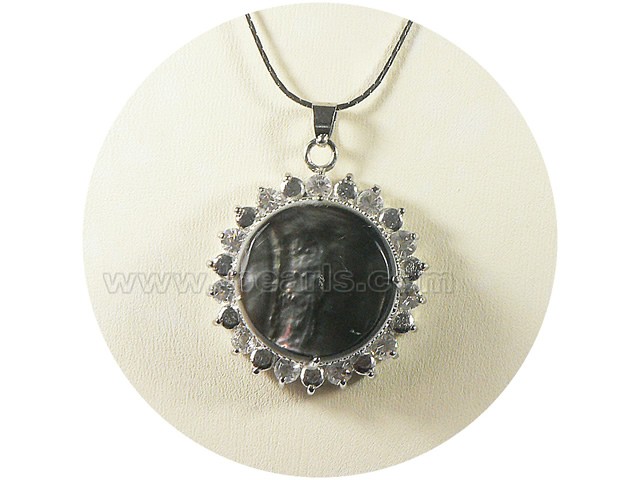 3.5cm black color sun shape shell pendant