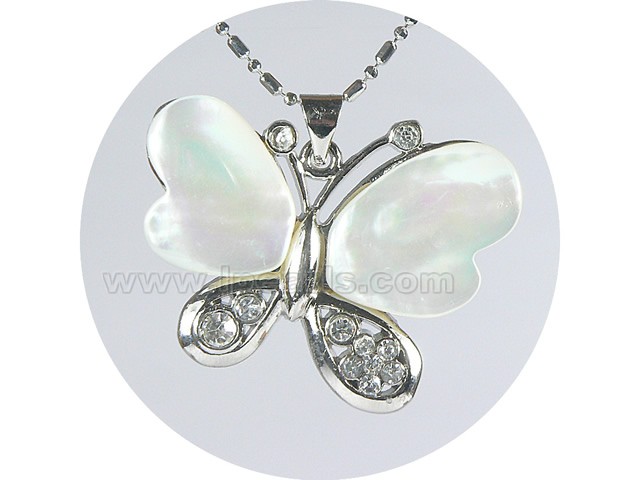 3cm lovely white butterfly freshwater pearl pendant