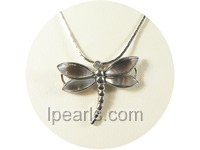3*3.5cm black dragonfly shape shell pendant