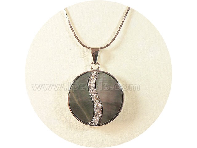 3cm chinese style round black shell pendant