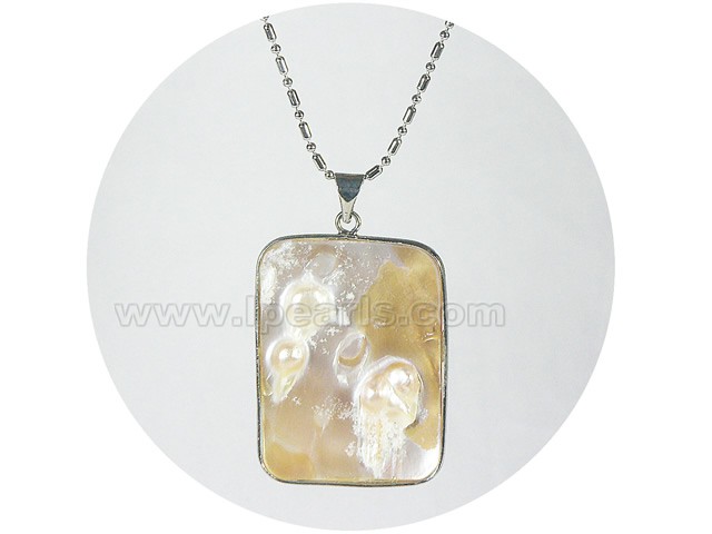 35*46mm square oyster shell pendant wholesale