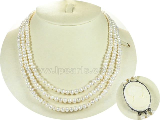 wholesale 4-5mm white potato shape freshwater pearl necklace