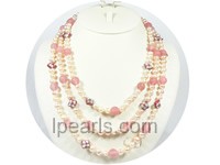 7-8mm pink freshwater pearl necklace with cloisonnes