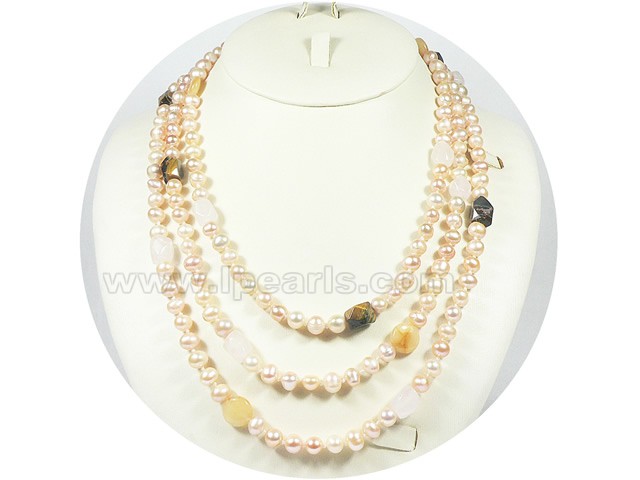 pink 7-8mm freshwater pearl necklace wholesale
