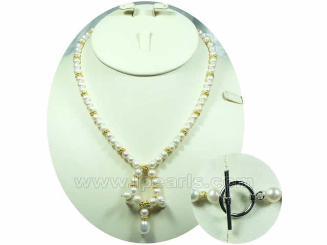 white 6-7mm round freshwater pearl single necklace