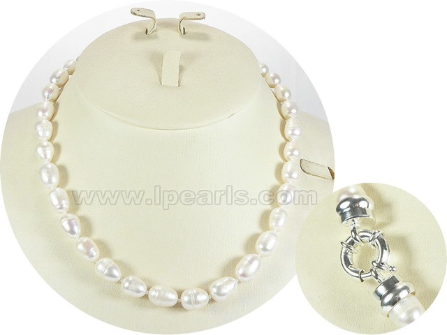 wholesale 9-10mm white rice freshwater pearl necklace