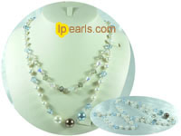 white potato freshwater pearl with crystal beads necklace