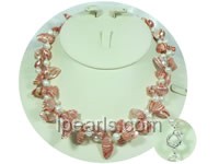 double rows orange blister pearl and potato pearl necklace
