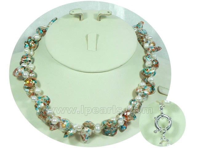 double rows 10*15mm beautiful blister freshwater pearl necklace