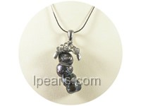 2*4cm black color freshwater Keshi pearl pendant
