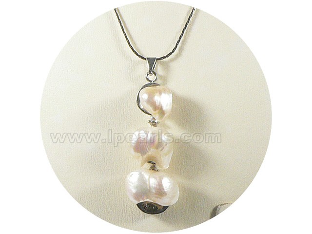 2*5.3cm white 3 pieces freshwater Keshi pearl pendant