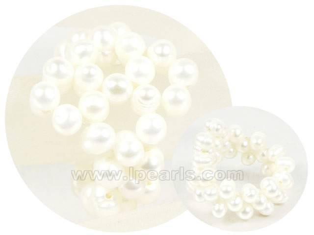 3-4mm white potato freshwater pearl stretch ring