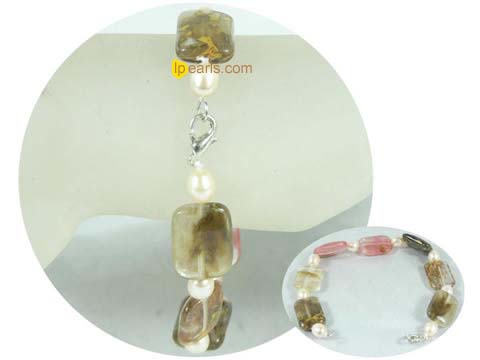 oblong shaped gemstone bracelet of different color gemstones