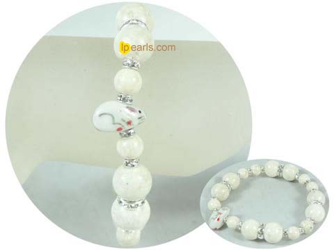 ingenious 8mm and 12mm white fossil bracelet