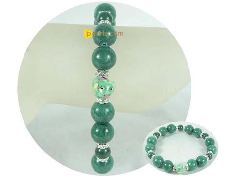 ingenious 12mm and 8mm green jade bracelet