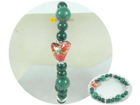 fashion 8mm and 12mm dark green bowlder bracelet